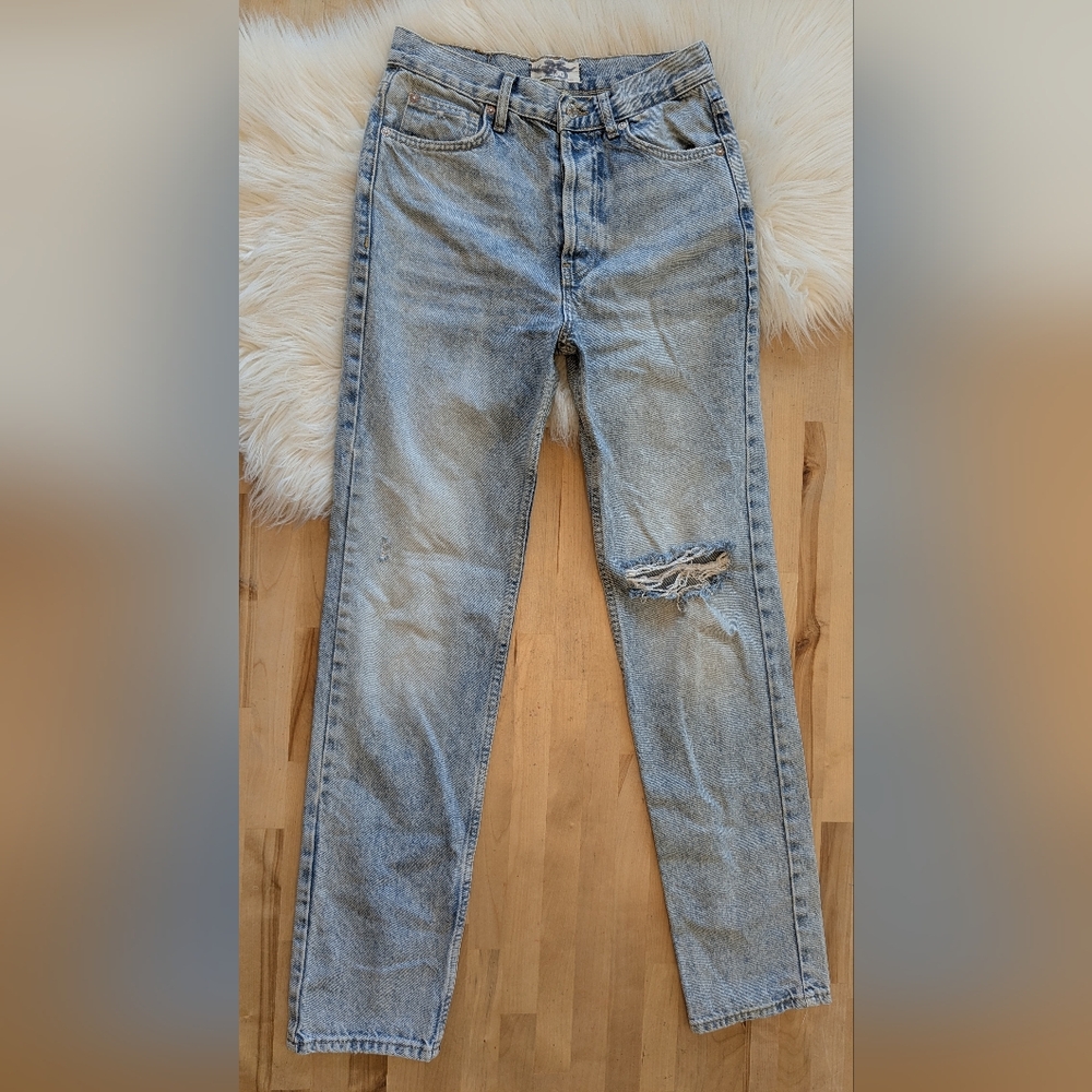 {Free People} Stone Washed Tall Straight Leg Jeans
